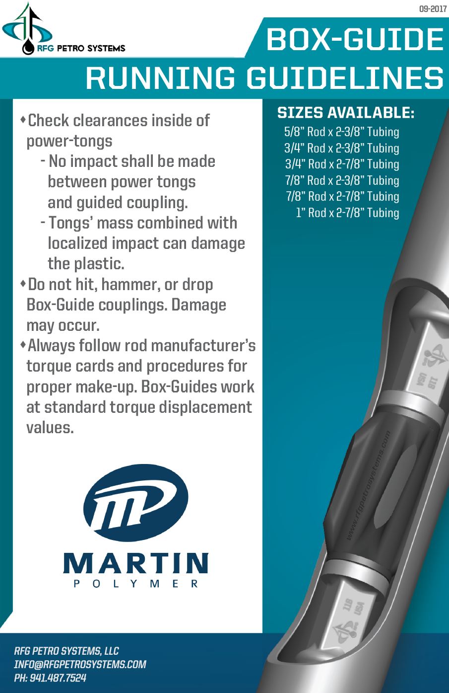 Box Guide Running Guidelines 2017 | RFG PETRO SYSTEMS